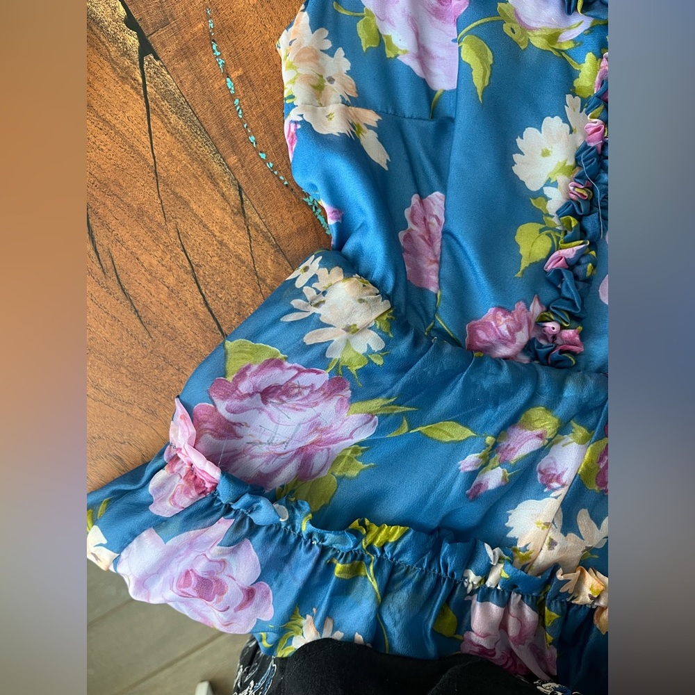 Vintage hand made chiffon maxi dress fully lined ruffle detail - Picture 11 of 16